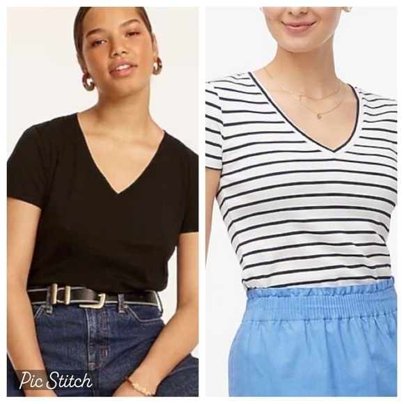 Bundle of 2 J. Crew Fine-rib V-neck T Shirts Size XS - Picture 1 of 11